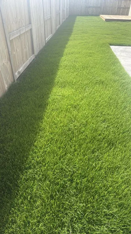Striped lawn mowing along a fence line by JR Lawn Mowing